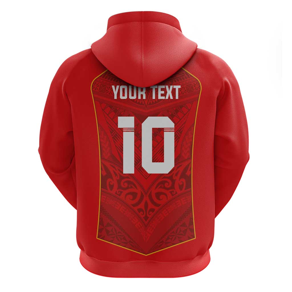 Custom Mate Ma'a Tonga Rugby Hoodie Ngatu Tribal Motifs Sporty Style - Polynesian Pride