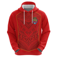 Custom Mate Ma'a Tonga Rugby Hoodie Ngatu Tribal Motifs Sporty Style - Polynesian Pride