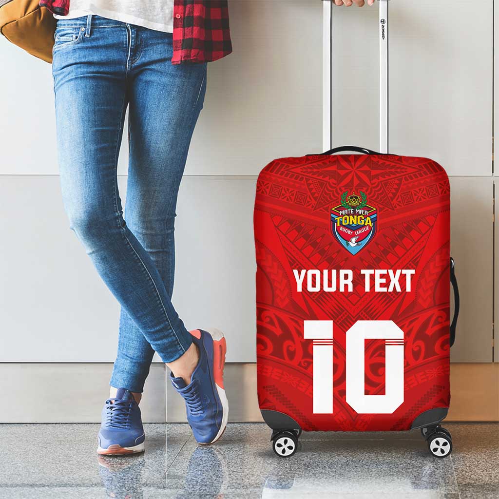 Custom Mate Ma'a Tonga Rugby Luggage Cover Ngatu Tribal Motifs Sporty Style LT03 - Polynesian Pride