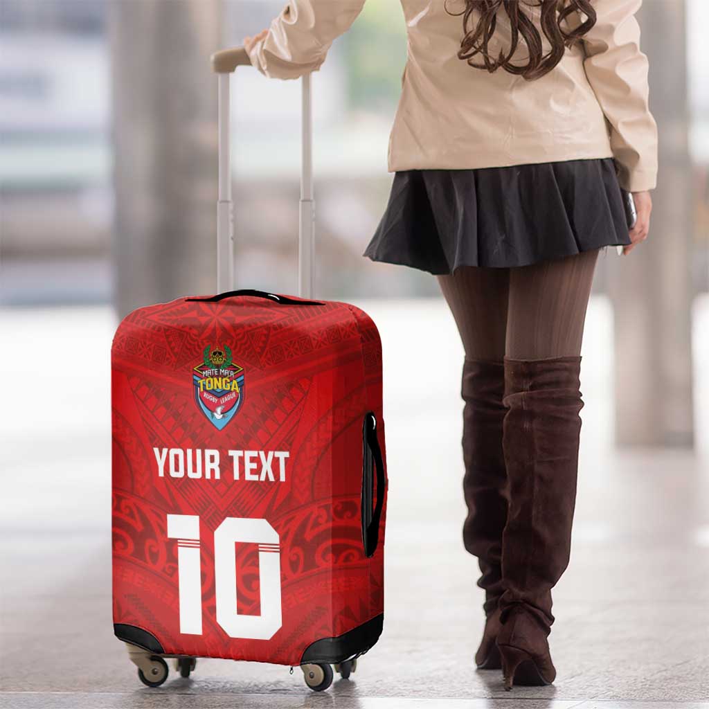 Custom Mate Ma'a Tonga Rugby Luggage Cover Ngatu Tribal Motifs Sporty Style LT03 - Polynesian Pride