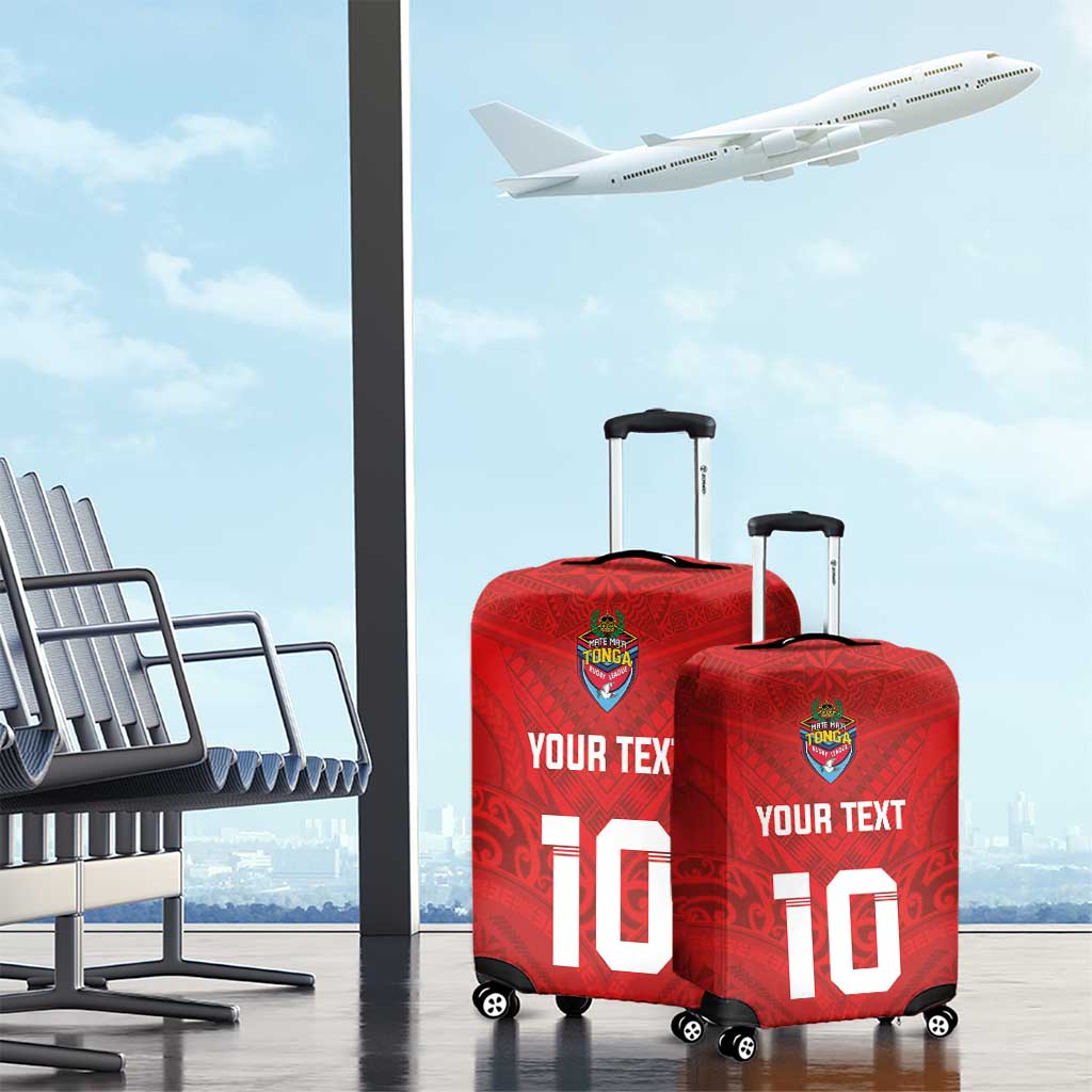 Custom Mate Ma'a Tonga Rugby Luggage Cover Ngatu Tribal Motifs Sporty Style LT03 - Polynesian Pride
