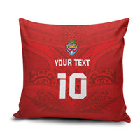 Custom Mate Ma'a Tonga Rugby Pillow Cover Ngatu Tribal Motifs Sporty Style - Polynesian Pride