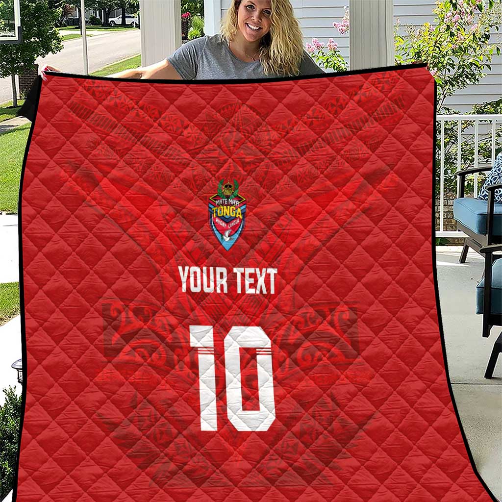 Custom Mate Ma'a Tonga Rugby Quilt Ngatu Tribal Motifs Sporty Style - Polynesian Pride