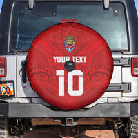 Custom Mate Ma'a Tonga Rugby Spare Tire Cover Ngatu Tribal Motifs Sporty Style LT03 Red - Polynesian Pride