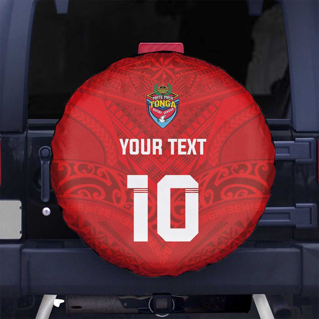 Custom Mate Ma'a Tonga Rugby Spare Tire Cover Ngatu Tribal Motifs Sporty Style LT03 No hole Red - Polynesian Pride