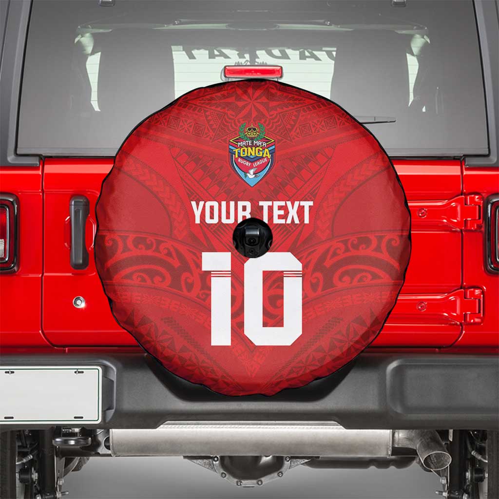 Custom Mate Ma'a Tonga Rugby Spare Tire Cover Ngatu Tribal Motifs Sporty Style LT03 - Polynesian Pride