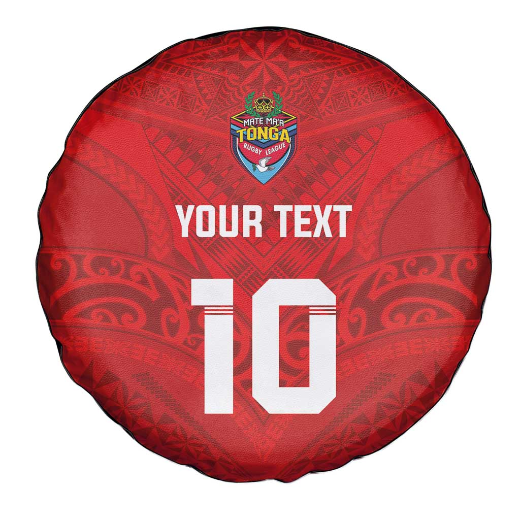 Custom Mate Ma'a Tonga Rugby Spare Tire Cover Ngatu Tribal Motifs Sporty Style LT03 - Polynesian Pride