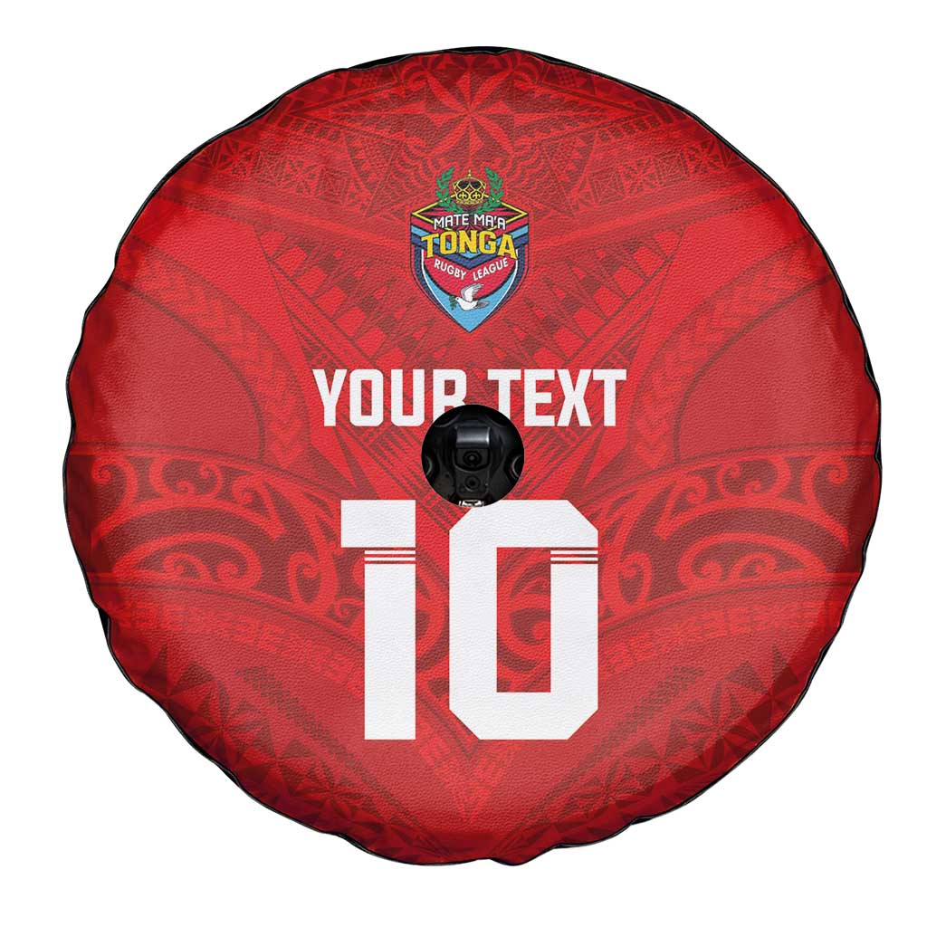 Custom Mate Ma'a Tonga Rugby Spare Tire Cover Ngatu Tribal Motifs Sporty Style LT03 - Polynesian Pride