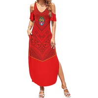 Custom Mate Ma'a Tonga Rugby Summer Maxi Dress Ngatu Tribal Motifs Sporty Style - Polynesian Pride