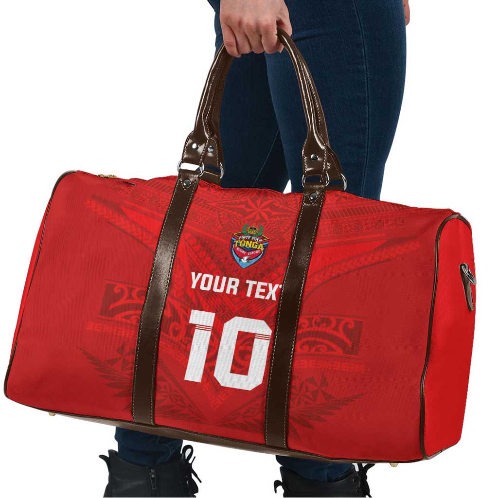 Custom Mate Ma'a Tonga Rugby Travel Bag Ngatu Tribal Motifs Sporty Style - Polynesian Pride