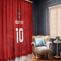 Custom Mate Ma'a Tonga Rugby Window Curtain Ngatu Tribal Motifs Sporty Style - Polynesian Pride
