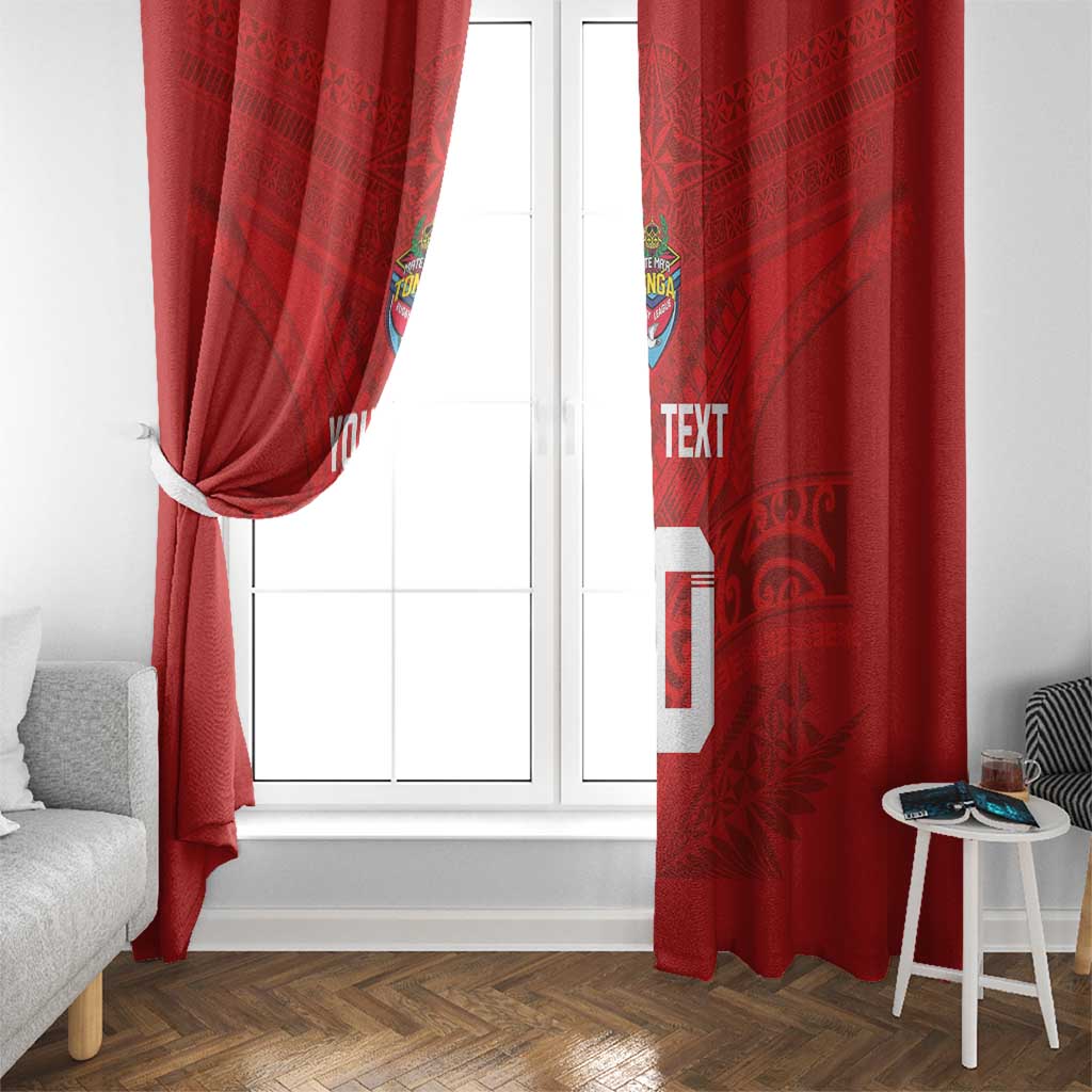 Custom Mate Ma'a Tonga Rugby Window Curtain Ngatu Tribal Motifs Sporty Style - Polynesian Pride