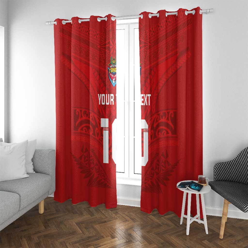 Custom Mate Ma'a Tonga Rugby Window Curtain Ngatu Tribal Motifs Sporty Style - Polynesian Pride