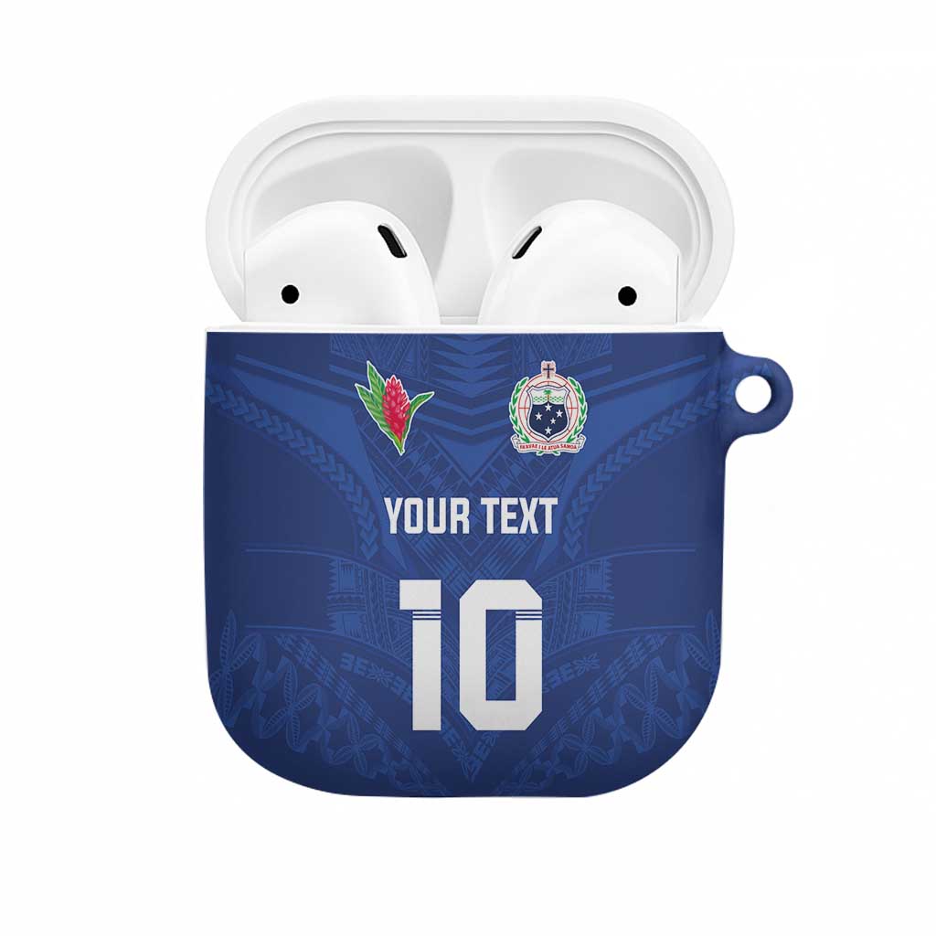 Custom Samoa Rugby AirPods Case Tatau Tribal Motifs Sporty Style LT03 Blue - Polynesian Pride