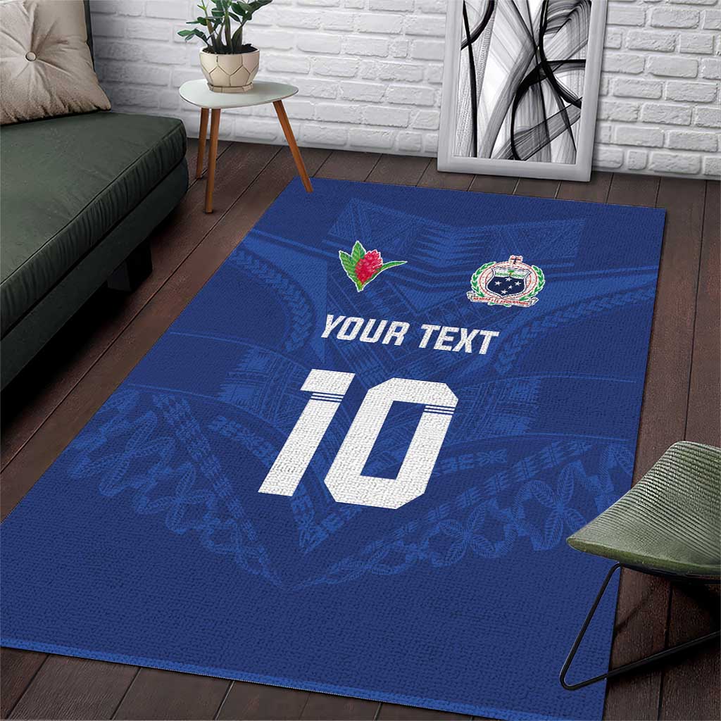 Custom Samoa Rugby Area Rug Tatau Tribal Motifs Sporty Style - Polynesian Pride