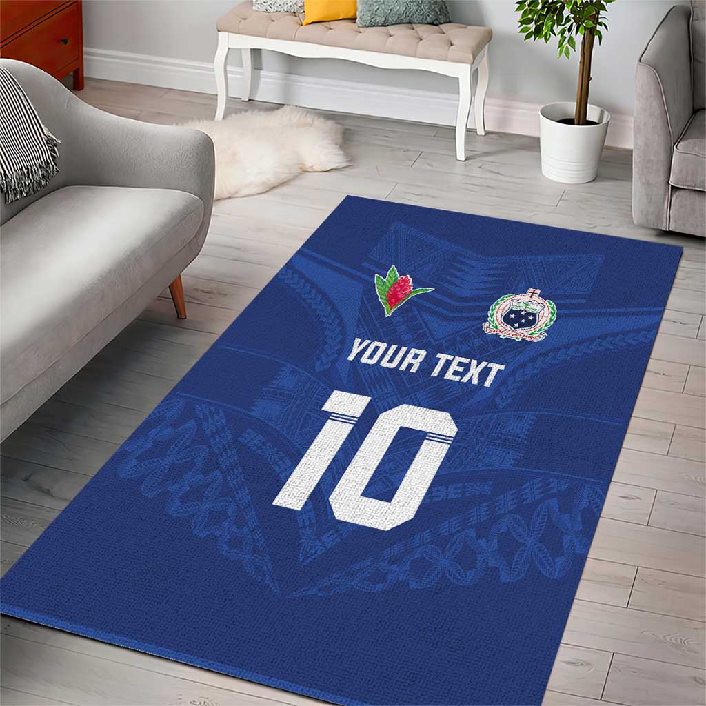 Custom Samoa Rugby Area Rug Tatau Tribal Motifs Sporty Style - Polynesian Pride