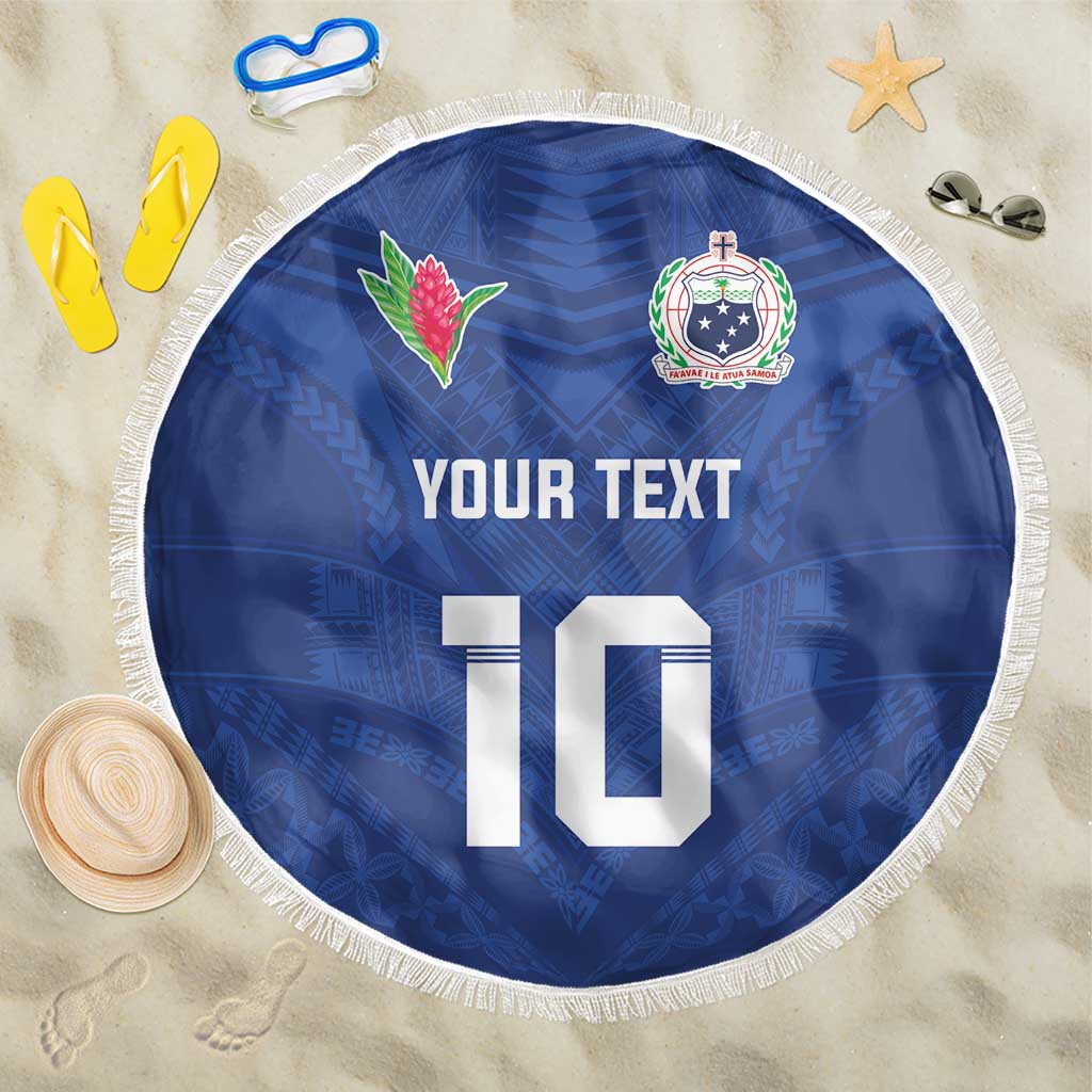 Custom Samoa Rugby Beach Blanket Tatau Tribal Motifs Sporty Style LT03 One Size 150cm Blue - Polynesian Pride