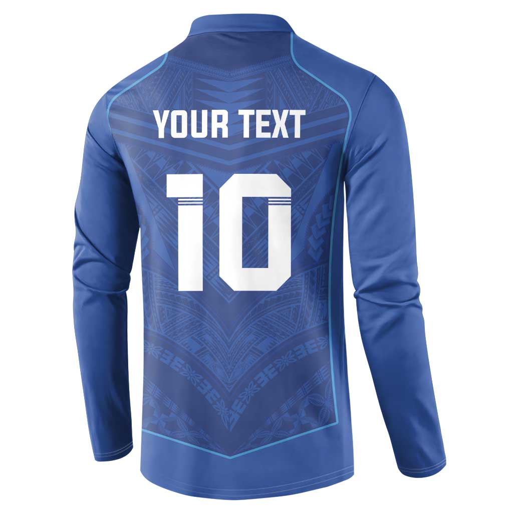 Custom Samoa Rugby Button Sweatshirt Tatau Tribal Motifs Sporty Style - Polynesian Pride