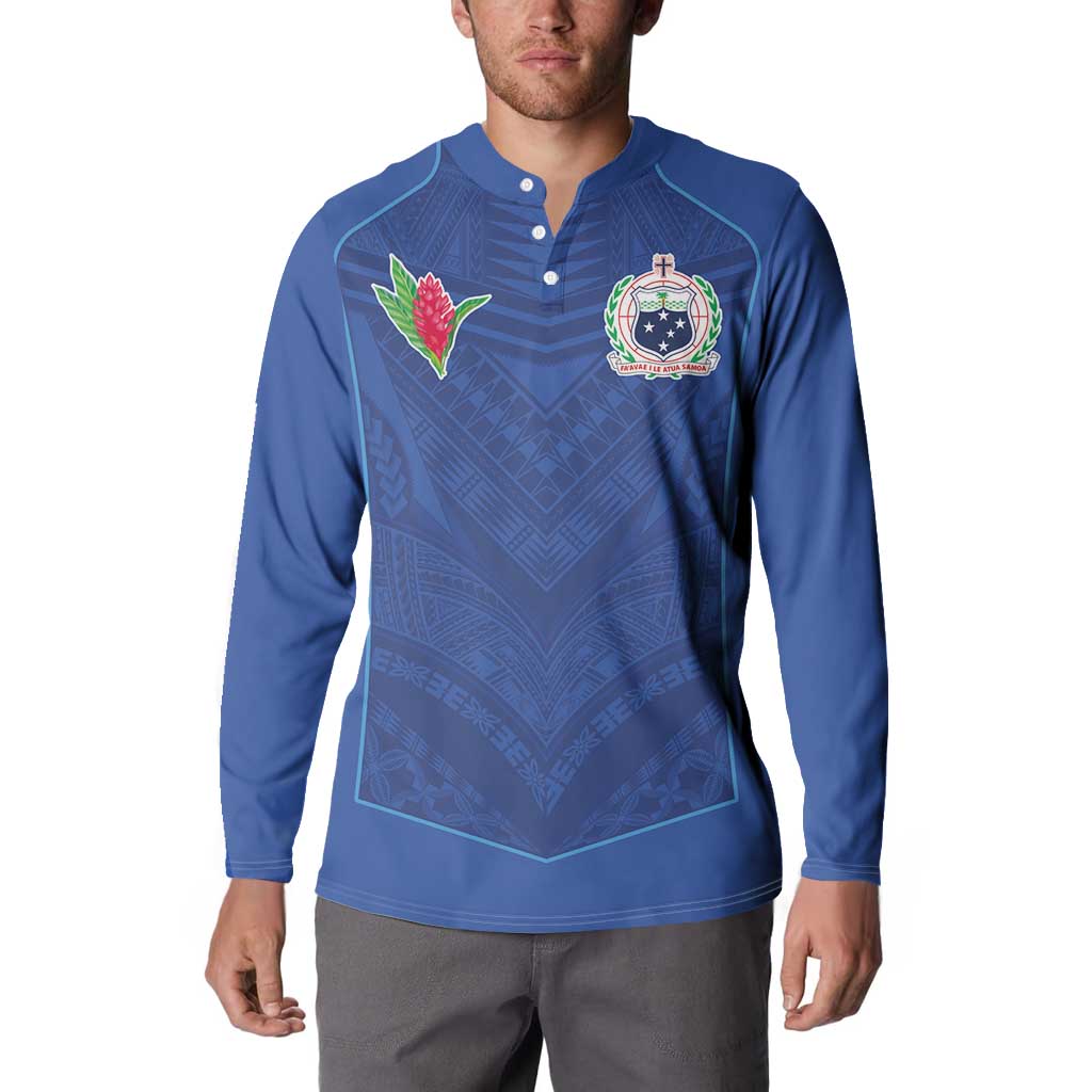 Custom Samoa Rugby Button Sweatshirt Tatau Tribal Motifs Sporty Style - Polynesian Pride