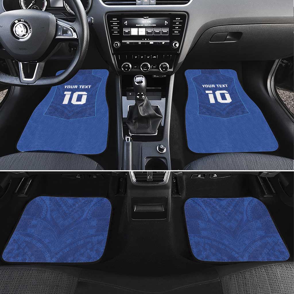 Custom Samoa Rugby Car Mats Tatau Tribal Motifs Sporty Style LT03 Set 4pcs Blue - Polynesian Pride