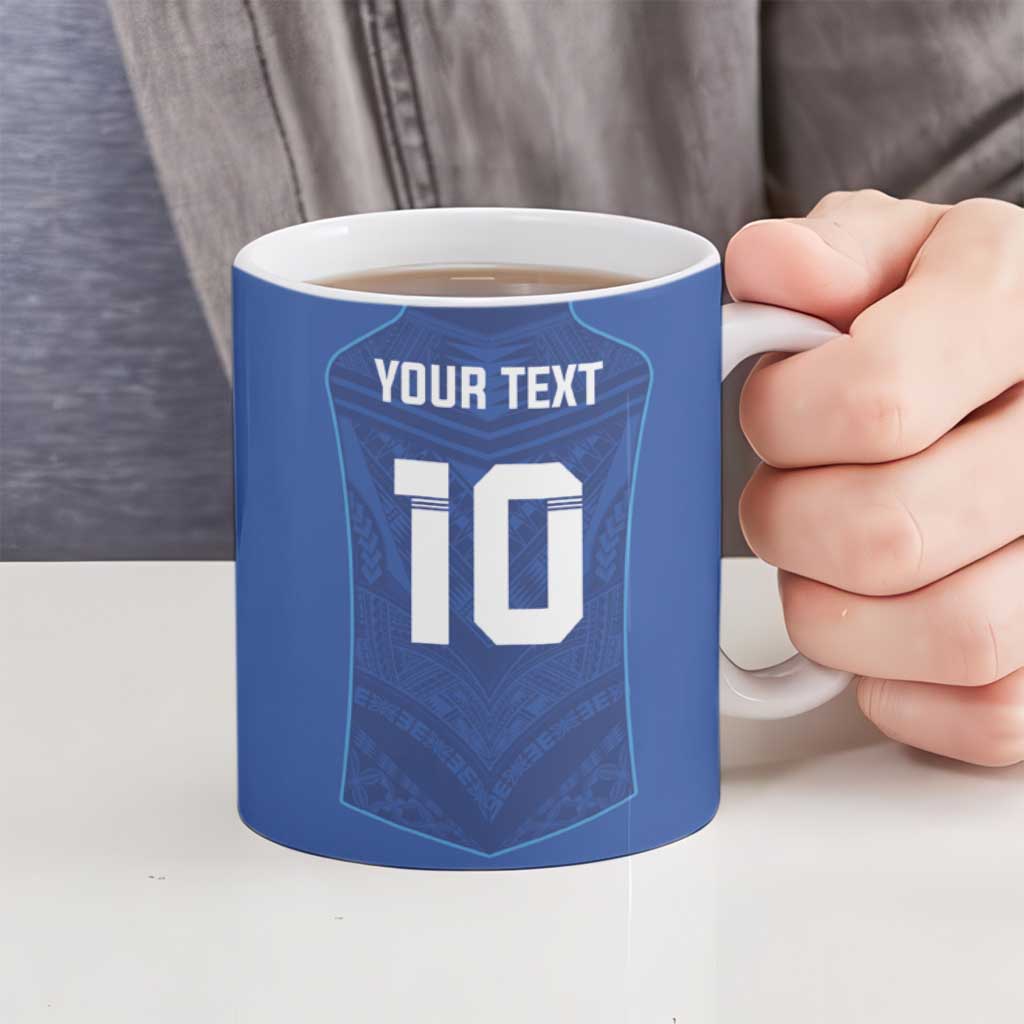 Custom Samoa Rugby Ceramic Mug Tatau Tribal Motifs Sporty Style - Polynesian Pride