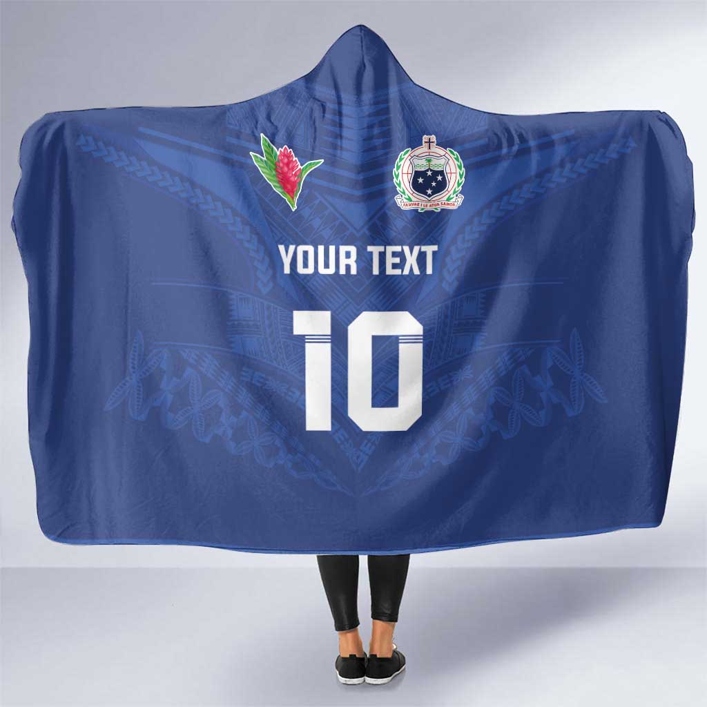 Custom Samoa Rugby Hooded Blanket Tatau Tribal Motifs Sporty Style LT03 One Size Blue - Polynesian Pride