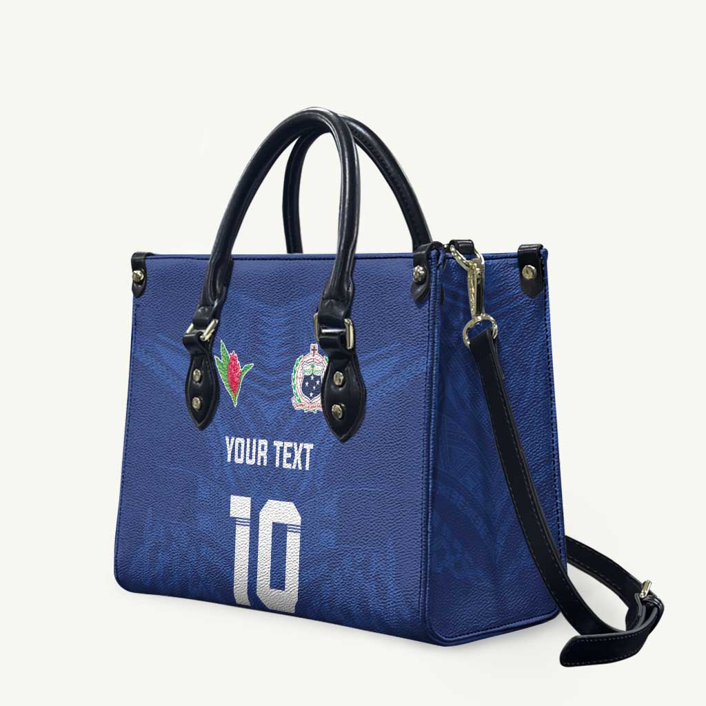 Custom Samoa Rugby Leather Bag Tatau Tribal Motifs Sporty Style LT03 Blue - Polynesian Pride