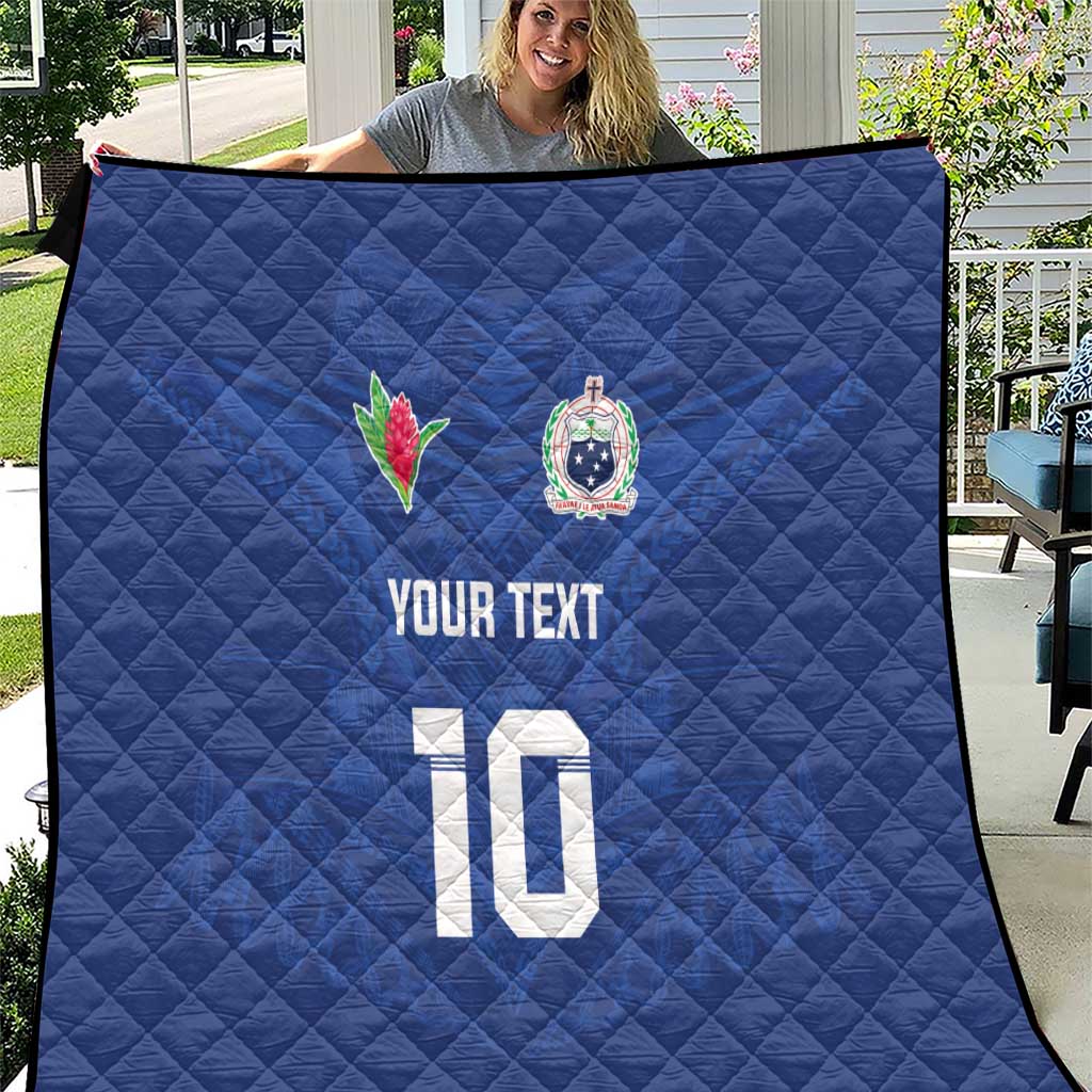 Custom Samoa Rugby Quilt Tatau Tribal Motifs Sporty Style LT03 Blue - Polynesian Pride