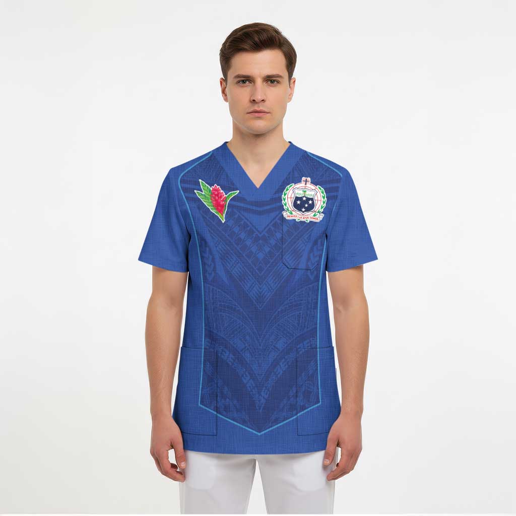 Custom Samoa Rugby Scrub Top Tatau Tribal Motifs Sporty Style - Polynesian Pride