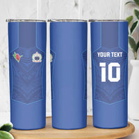 Custom Samoa Rugby Skinny Tumbler Tatau Tribal Motifs Sporty Style - Polynesian Pride