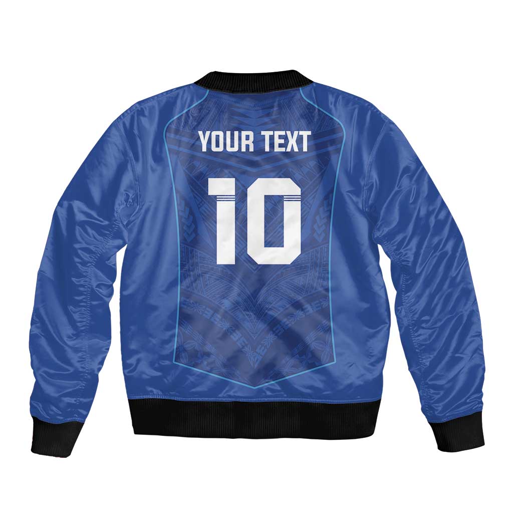 Custom Samoa Rugby Sleeve Zip Bomber Jacket Tatau Tribal Motifs Sporty Style - Polynesian Pride
