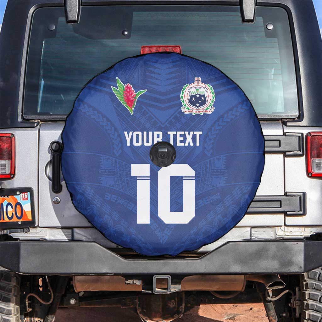 Custom Samoa Rugby Spare Tire Cover Tatau Tribal Motifs Sporty Style LT03 Blue - Polynesian Pride