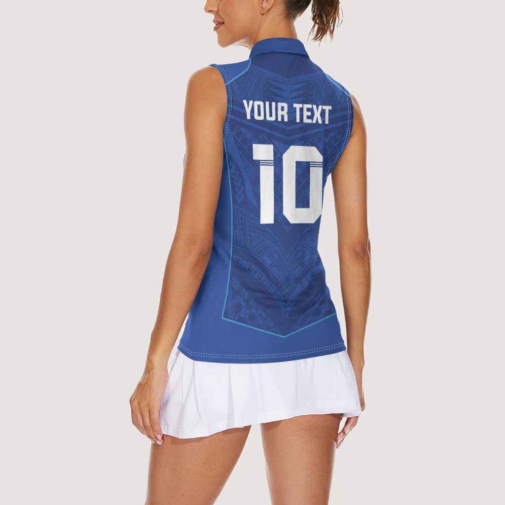 Custom Samoa Rugby Women Sleeveless Polo Shirt Tatau Tribal Motifs Sporty Style - Polynesian Pride