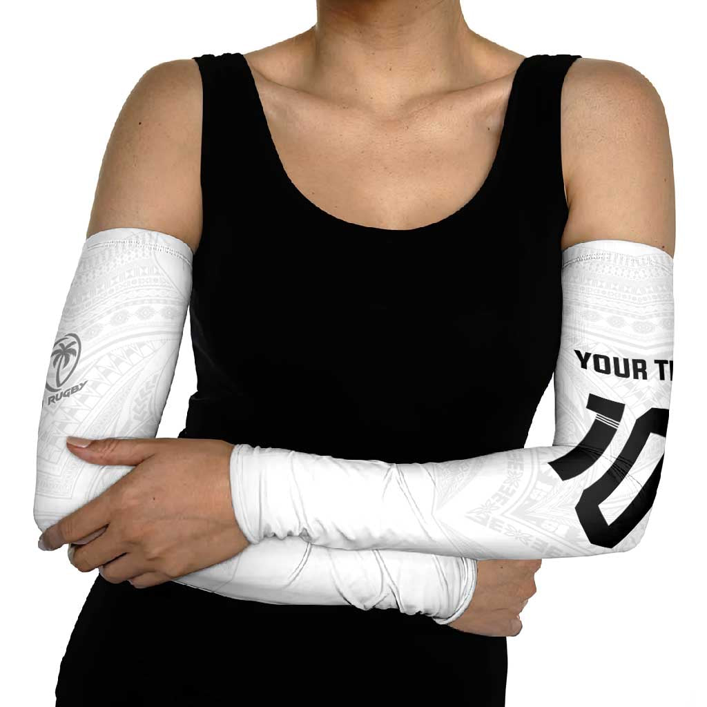 Custom Fiji Rugby Arm Sleeves Tapa Tribal Motifs Sporty Style - Polynesian Pride