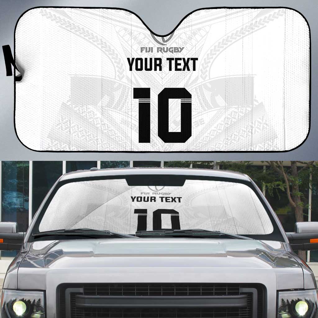 Custom Fiji Rugby Auto Sun Shade Tapa Tribal Motifs Sporty Style - Polynesian Pride
