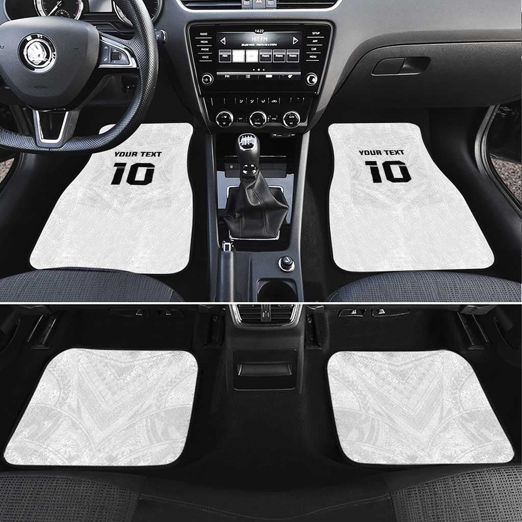 Custom Fiji Rugby Car Mats Tapa Tribal Motifs Sporty Style LT03 Set 4pcs White - Polynesian Pride