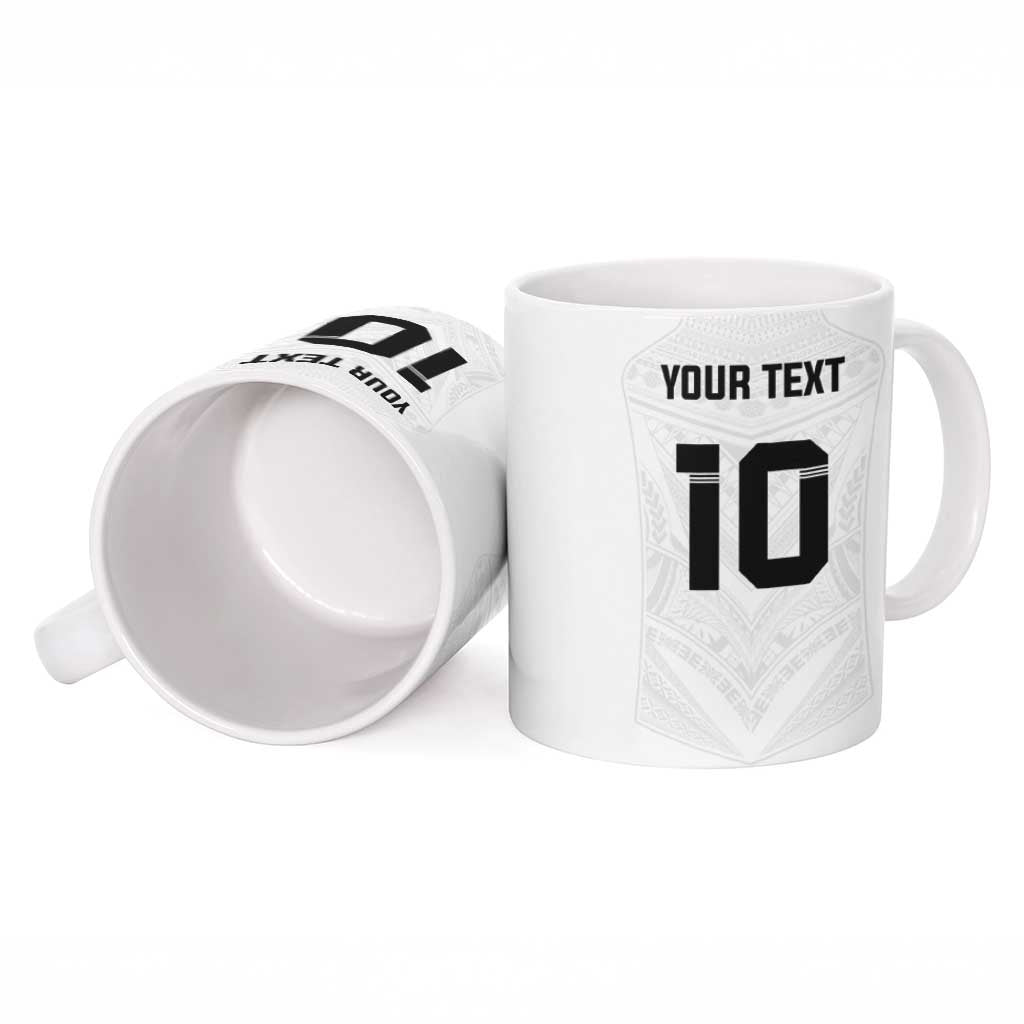 Custom Fiji Rugby Ceramic Mug Tapa Tribal Motifs Sporty Style - Polynesian Pride