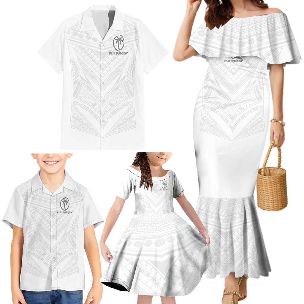 Custom Fiji Rugby Family Matching Mermaid Dress and Hawaiian Shirt Tapa Tribal Motifs Sporty Style - Polynesian Pride