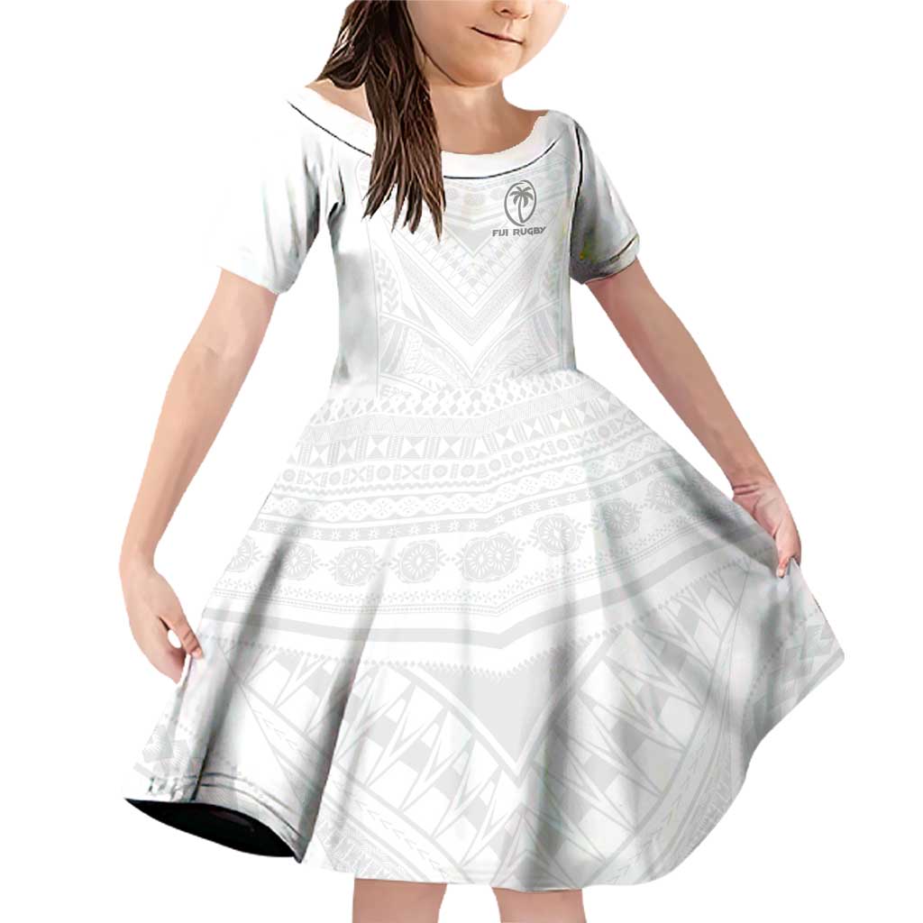 Custom Fiji Rugby Family Matching Off Shoulder Short Dress and Hawaiian Shirt Tapa Tribal Motifs Sporty Style - Polynesian Pride