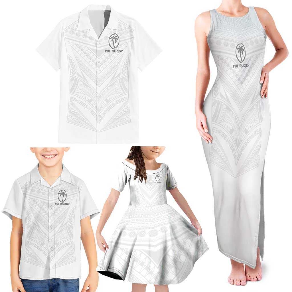 Custom Fiji Rugby Family Matching Tank Maxi Dress and Hawaiian Shirt Tapa Tribal Motifs Sporty Style - Polynesian Pride