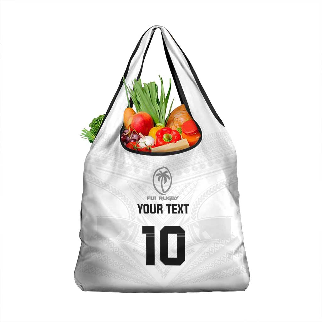 Custom Fiji Rugby Grocery Bag Tapa Tribal Motifs Sporty Style LT03 1-pack One Size White - Polynesian Pride