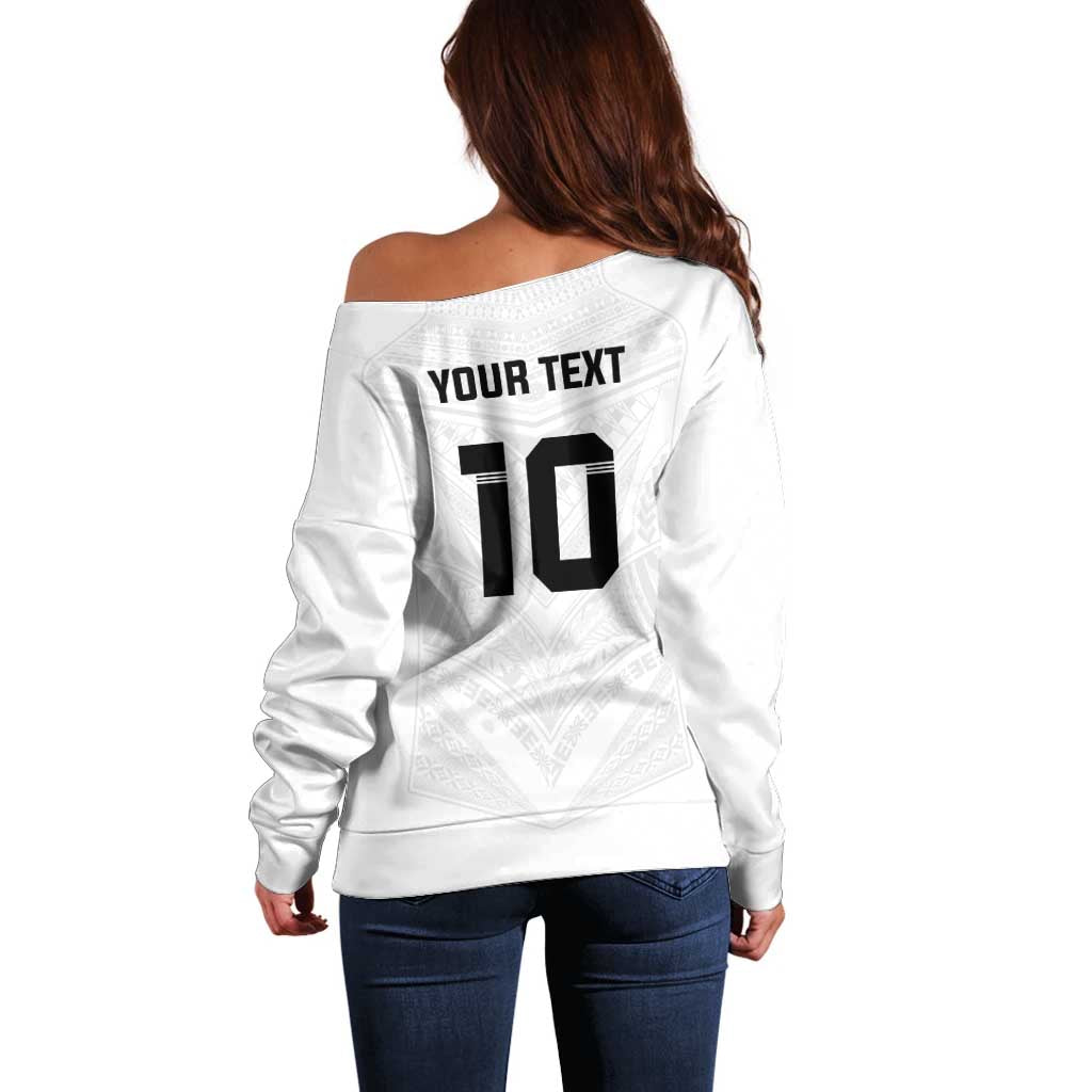 Custom Fiji Rugby Off Shoulder Sweater Tapa Tribal Motifs Sporty Style - Polynesian Pride
