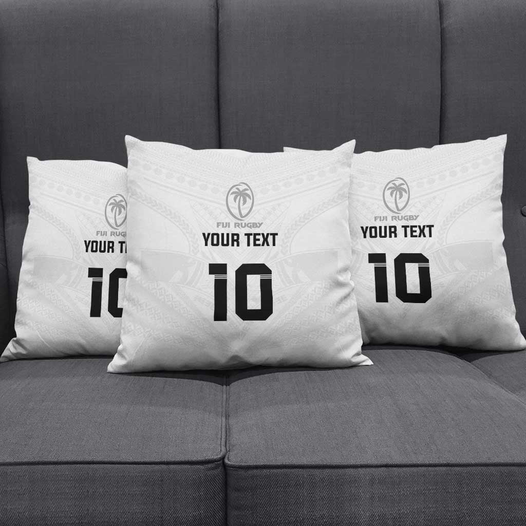 Custom Fiji Rugby Pillow Cover Tapa Tribal Motifs Sporty Style - Polynesian Pride