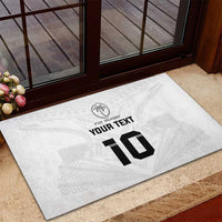 Custom Fiji Rugby Rubber Doormat Tapa Tribal Motifs Sporty Style - Polynesian Pride