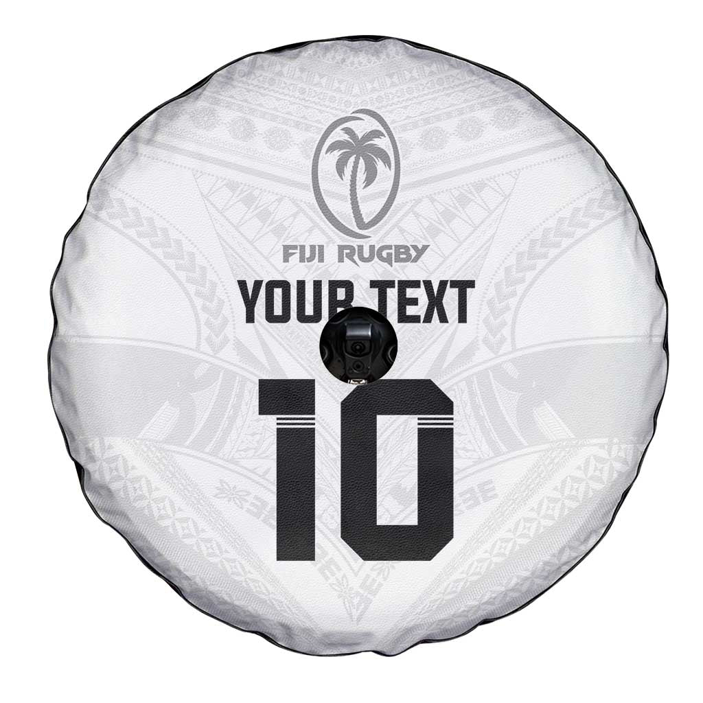 Custom Fiji Rugby Spare Tire Cover Tapa Tribal Motifs Sporty Style - Polynesian Pride