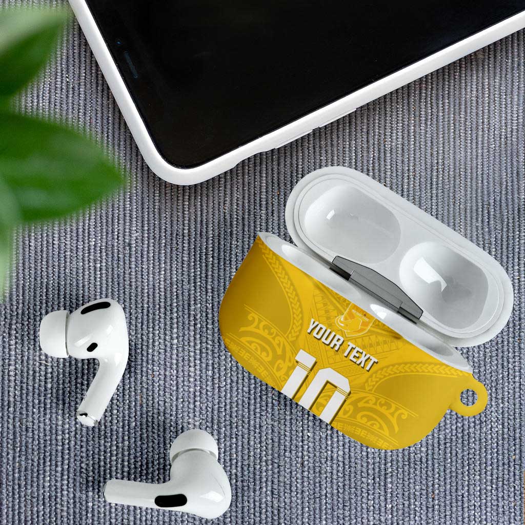Custom Niue Rugby AirPods Case Hiapo Tribal Motifs Sporty Style LT03 - Polynesian Pride
