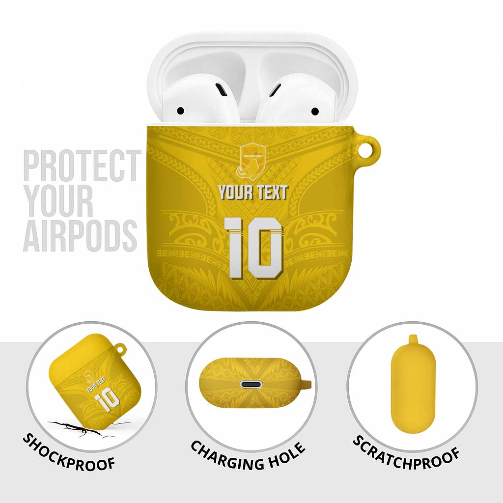Custom Niue Rugby AirPods Case Hiapo Tribal Motifs Sporty Style LT03 - Polynesian Pride