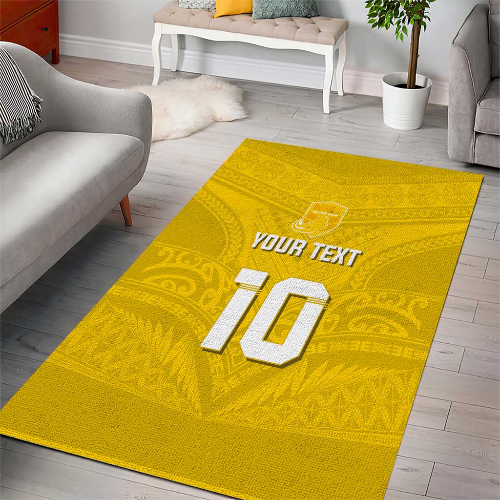 Custom Niue Rugby Area Rug Hiapo Tribal Motifs Sporty Style - Polynesian Pride