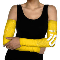 Custom Niue Rugby Arm Sleeves Hiapo Tribal Motifs Sporty Style - Polynesian Pride