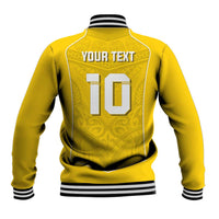 Custom Niue Rugby Baseball Jacket Hiapo Tribal Motifs Sporty Style - Polynesian Pride